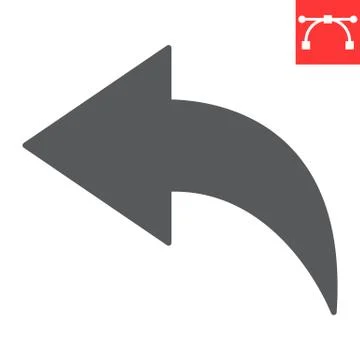 Go Back glyph icon, ui and button, arrow left sign vector graphics, editable Stock Illustration