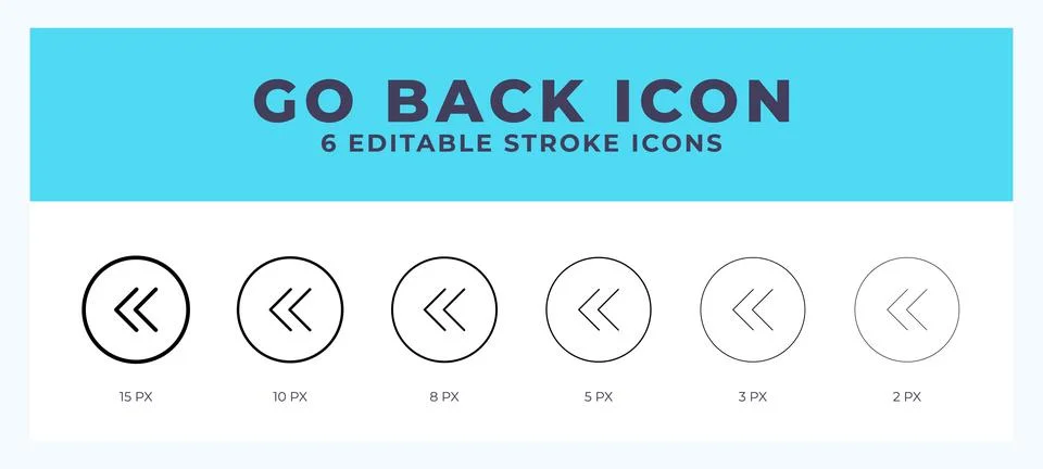 Go back icon with different stroke. Editable stroke. Vector illustration. Stock Illustration