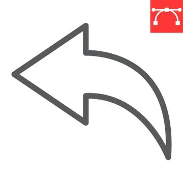 Go Back line icon, ui and button, arrow left sign vector graphics, editable Stock Illustration