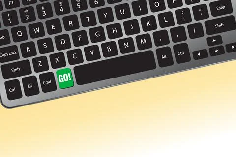 GO button in green on a computer keyboard - Vector Illustration Stock Illustration
