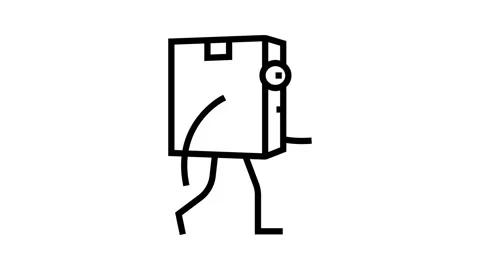 Go cardboard box character line icon animation Stock Footage 326133207