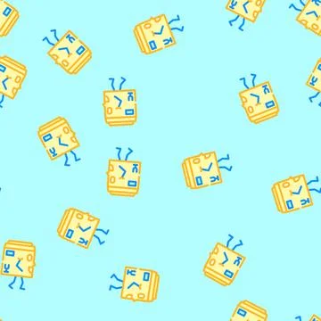 Go cardboard box character vector seamless pattern Illustrazione stock