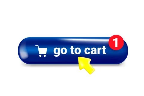 Go to cart button with cursor arrow. 3d vector illustration isolated on whi.. Stock Illustration