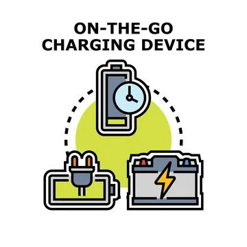 On the go charging device power electric battery concept Stockillustratie