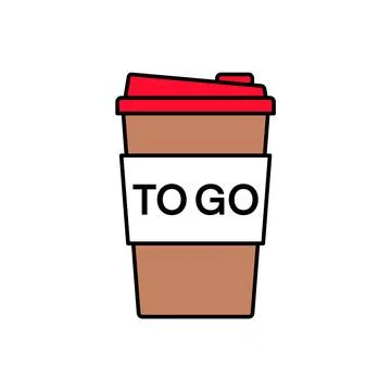 To Go Coffee Cup With Red Lid Filled Icon Stock Illustration