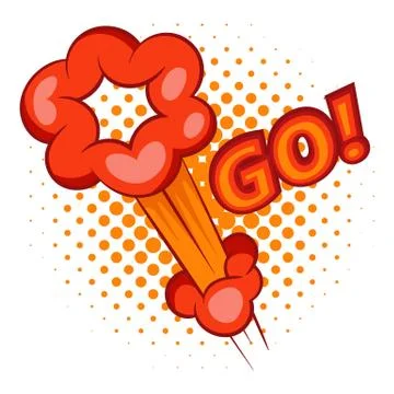 Go, comic speech bubble icon, pop art style Illustrazione stock