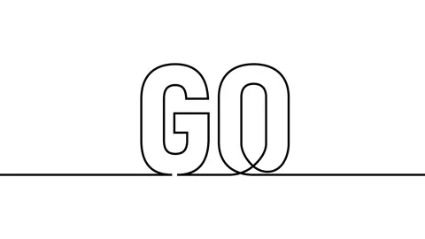 Go continuous text single one line art word animation on background Stock Footage 313389379