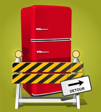 Go on diet! - red retro refrigerator Stock Illustration