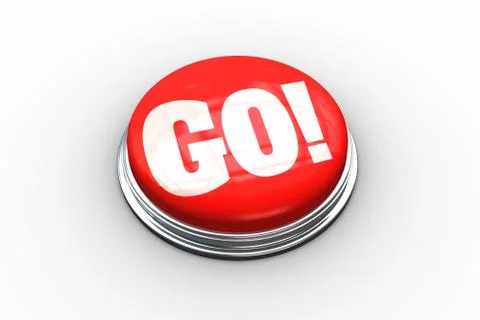 Go on digitally generated red push button Stock Illustration