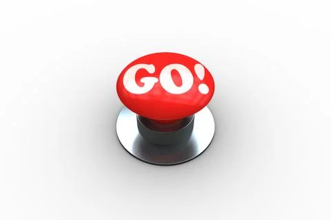 Go on digitally generated red push button Stock Illustration