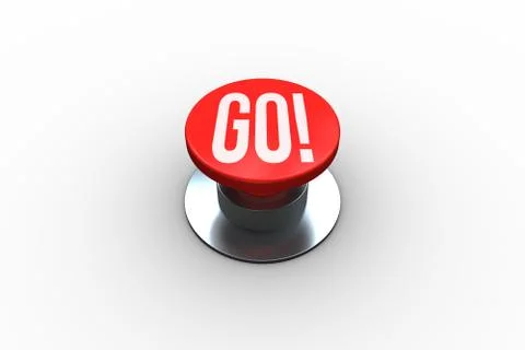 Go on digitally generated red push button Stock Illustration