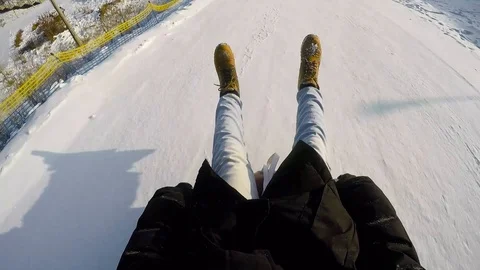 Go down the tubing from the mountain Stock Footage 88812832