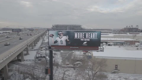 "Go Eagles" Highway Billboard Stock Footage 233986077