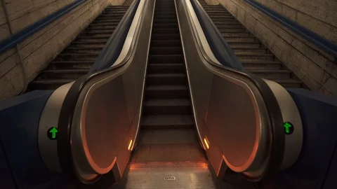 Go up the escalators. Stock Footage 128818391