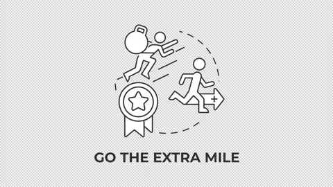 Go the extra mile line concept icon animation Stock Footage 340282896