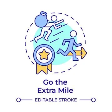 Go extra mile multi color concept icon Illustrazione stock