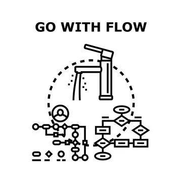 Go with flow process strategy diagram Stock Illustration