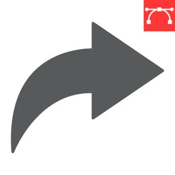 Go forward glyph icon, ui and button, arrow right sign vector graphics, editable Stock Illustration