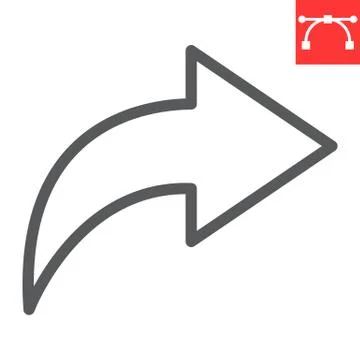 Go forward line icon, ui and button, arrow right sign vector graphics, editable Illustrazione stock