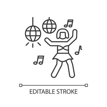Go go dancer pixel perfect linear icon. Thin line customizable illustration Stock Illustration