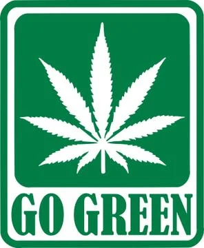 Go Green batch with Marijuana leaf Stock Illustration