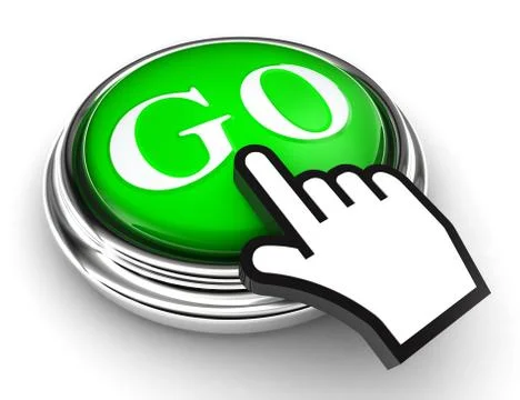 Go green button and pointer hand Stock Illustration