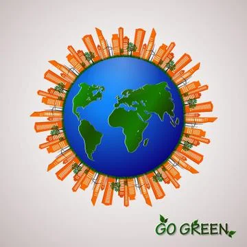Go green design template. Environment vector illustration. Illustrazione stock