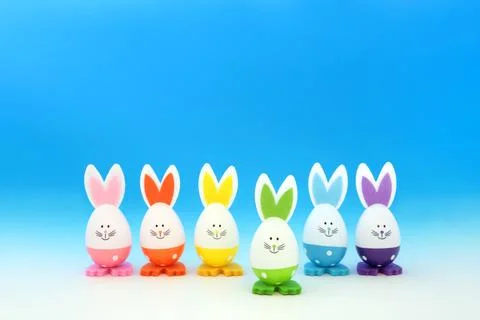 Go Green with Easter Bunny Rainbow Eggs Stock Photos