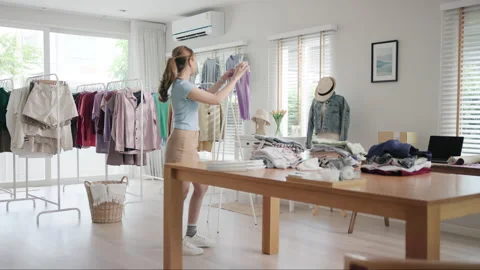 Go green Gen Z reduce manage used clothing, recycling, upcycling, secondhan.. Stock Footage 291845603