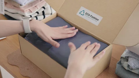 Go green Gen Z reduce manage used clothing, recycling, upcycling, secondhan.. 스톡 동영상 296927404