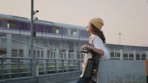 Go green journey by net zero clean energy emission eco-friendly riding Stock Footage 233390657