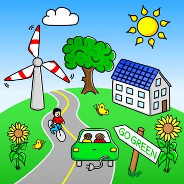 Go green landscape Illustrazione stock