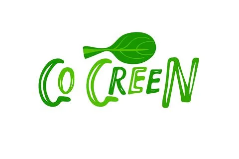 Go Green logo with leaf. Vector hand drawn sign isolated on white background Stock Illustration