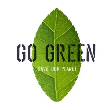 Go Green Poster with Leaf Symbol Stock Illustration