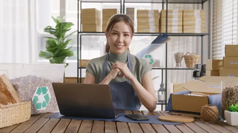 Go green SME net zero shop in asia ESG eco friendly care seller platform. 스톡 동영상 249450412