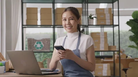 Go green SME net zero shop in asia ESG eco friendly care seller platform. Stock Footage 249450446