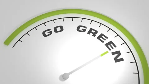 Go green text with measuring device with arrow and scale. Green grass. 3D render Stock Footage 252755936