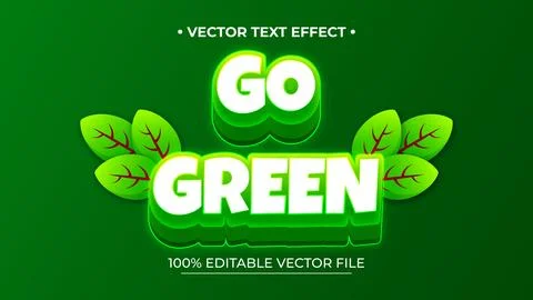 Go Green theme text style Vector editable text style effect 스톡 일러스트