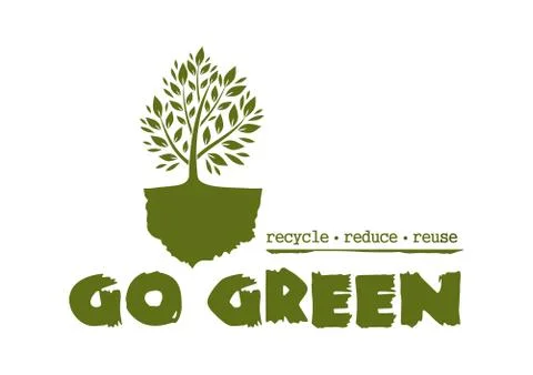 Go Green. Tree logo concept design Stock Illustration