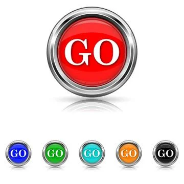 Go icon - six colours set Stock Illustration