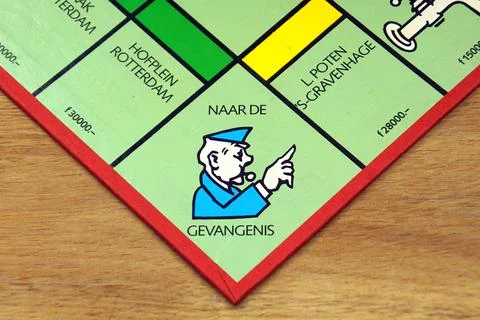 Go to jail point on a Dutch Monopoly board Stock Photos