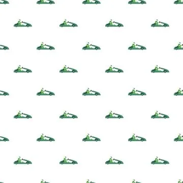 Go kart racing driver repeating seamless pattern background Illustrazione stock