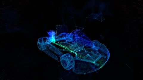 Go kart racing. Light effect particles background. Modern abstract style Illustrazione stock