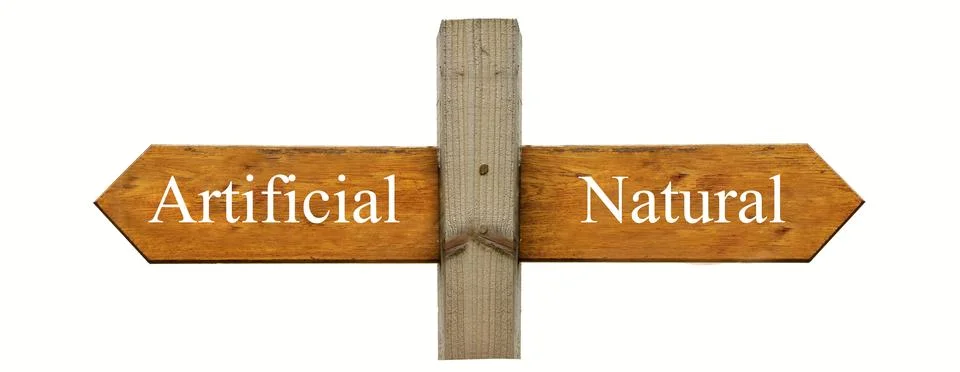 Go Left for Artificial or Right for Natural Stock Photos