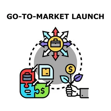 Go to market launch strategy planning and development Stock Illustration