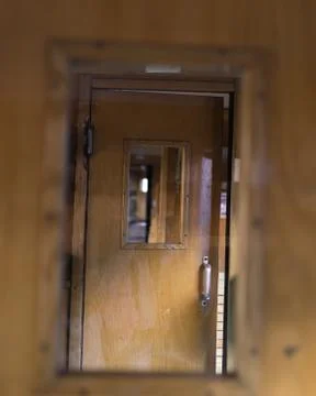 Go to the next train compartment Stock Photos