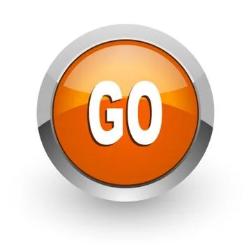 Go orange glossy web icon Stock Illustration