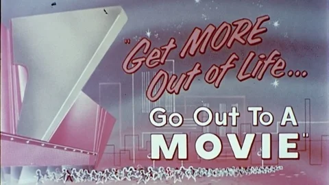 Go Out To A Movie Get More Out of Life Theater Retro Vintage Film Leader Stock Footage 84329248