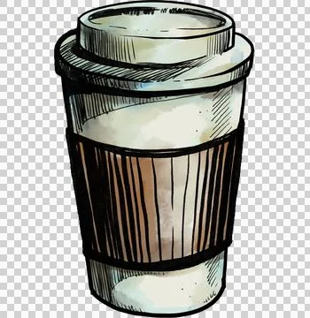 To go paper coffee cup black coffee hot drink hand draw illustration pen art Illustration