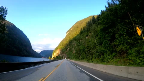 Go Pro driving through Three Valley Lake, BC Stockbeeldmateriaal 244881261